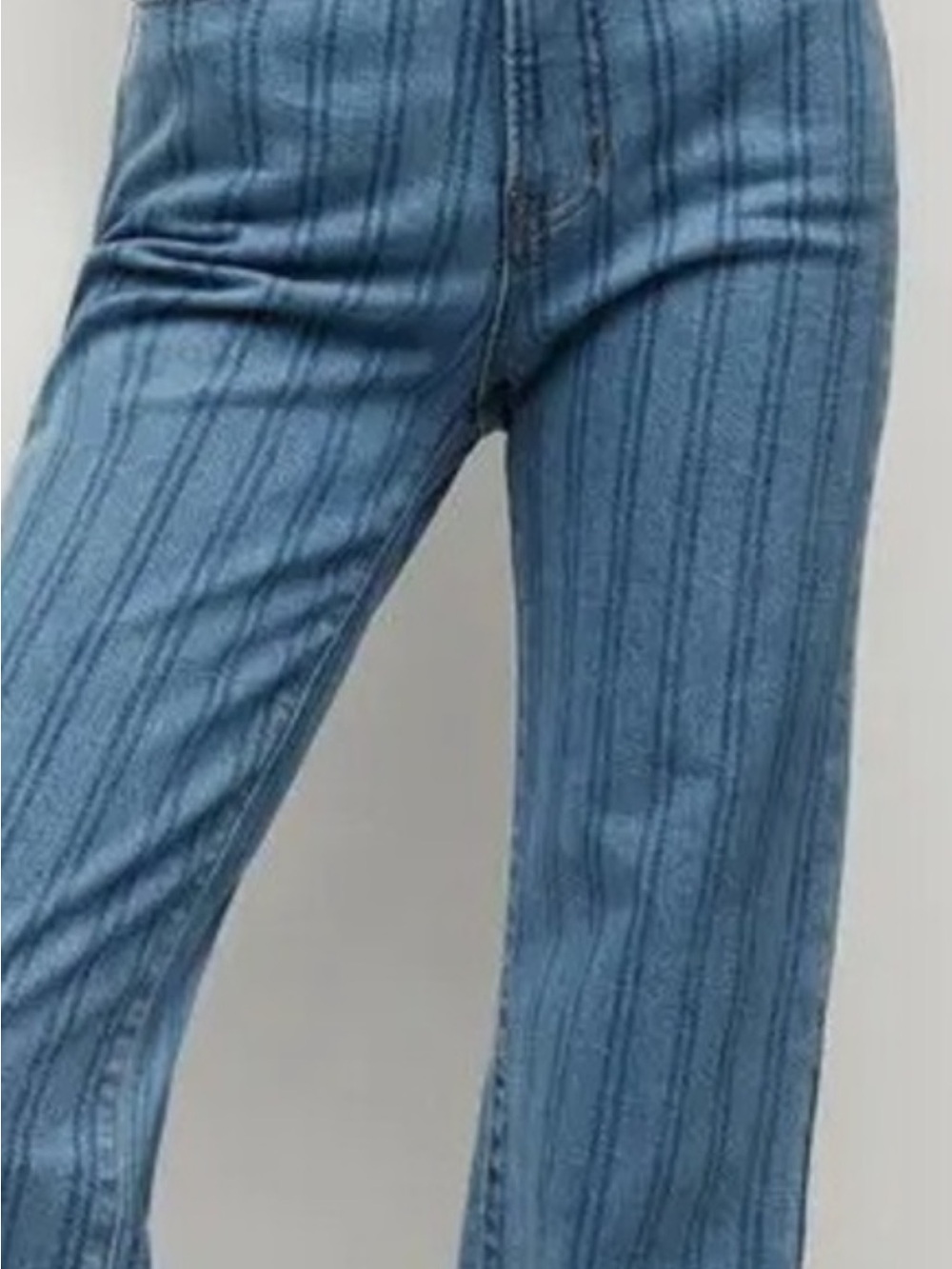 Veronica Beard Blue Striped Wide-Leg Jeans